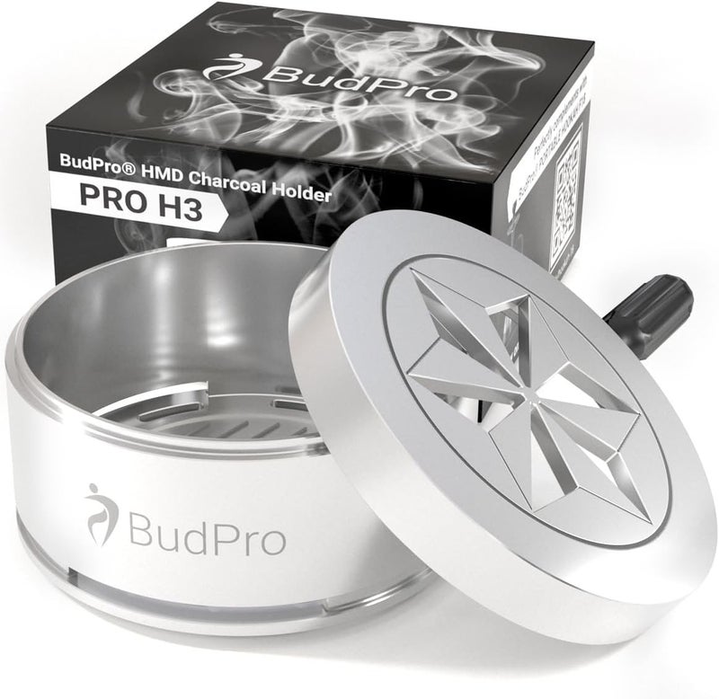 BudPro Hookah Charcoal Holder ProH3 - Heat Management System Device to Save coals and Shisha Flavor - Wind Cover Hookah Head - Image 1